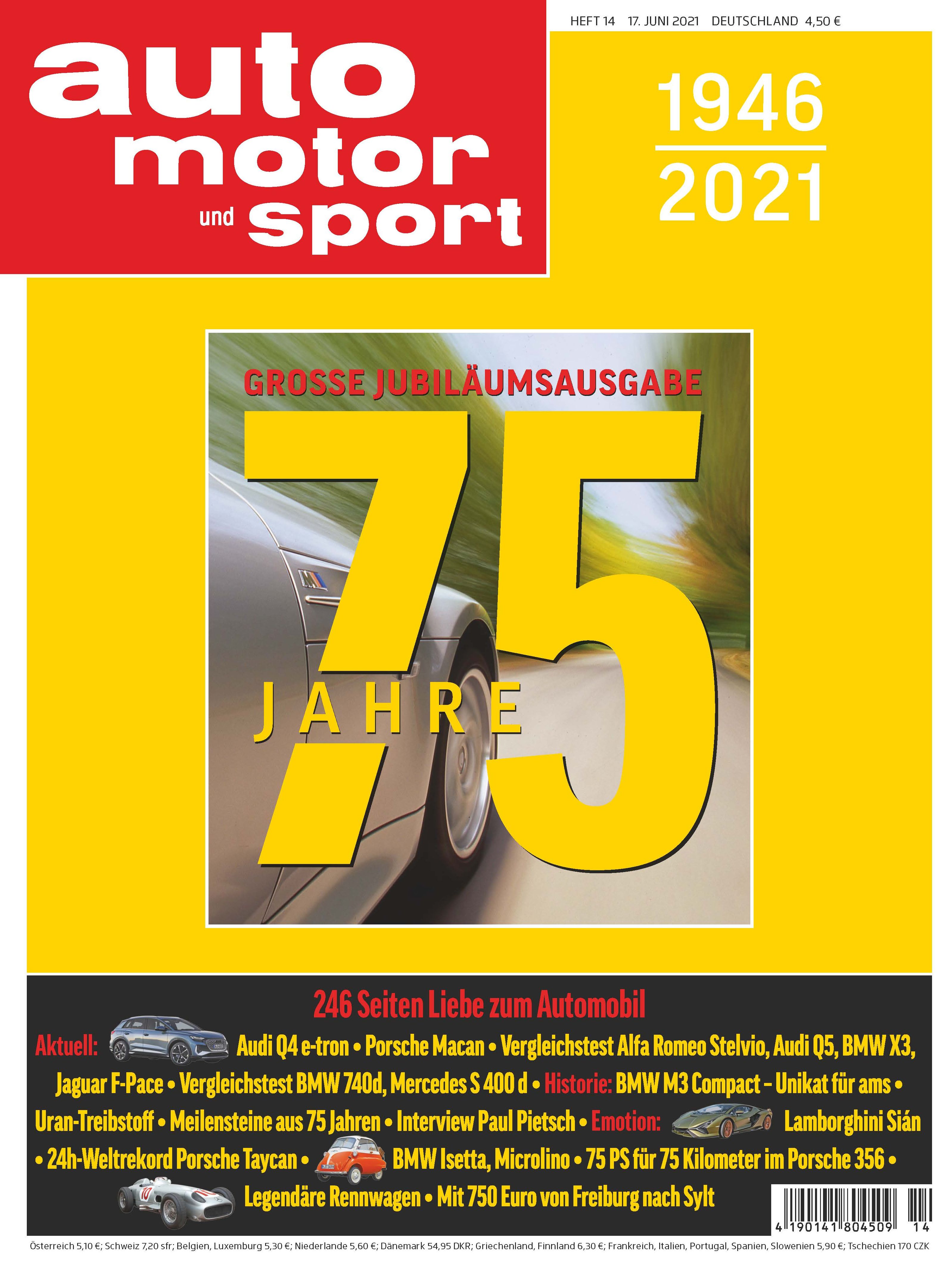 AUTO MOTOR UND SPORT feiert 75jähriges Jubiläum mit besonderer Ausgabe Motor Presse Stuttgart